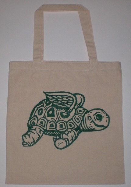 Flying Tortoise Canvas Shopping Tote Bag