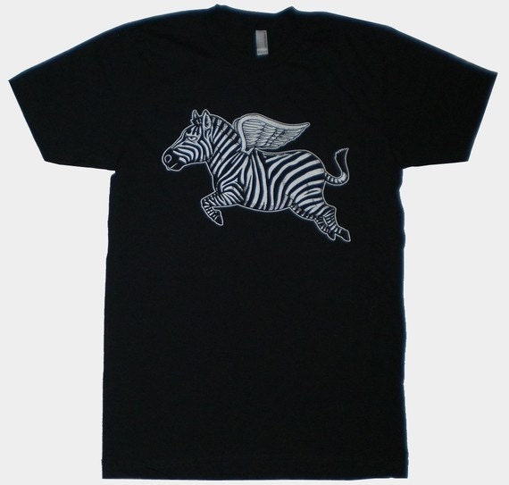 Flying Zebra Mens T-Shirt Small, Medium, Large, XL in 6 Colors