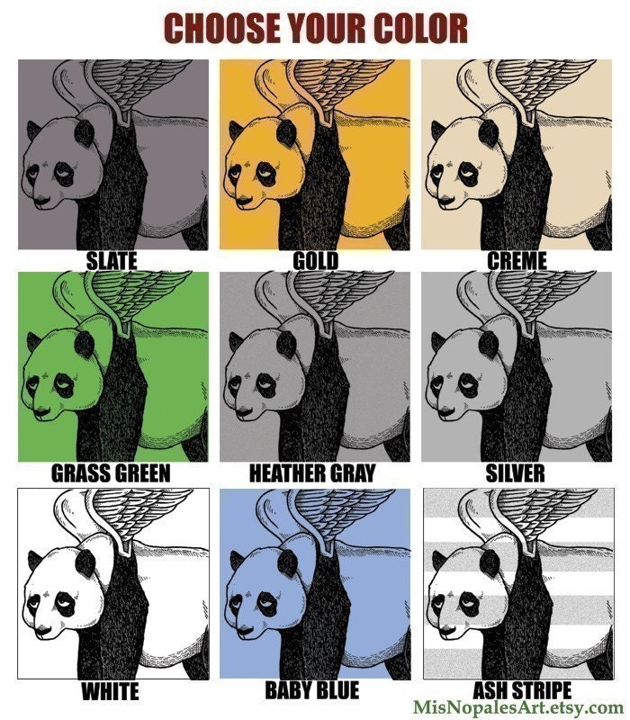 Flying Panda Mens T-Shirt Small, Medium, Large, XL in 9 Colors