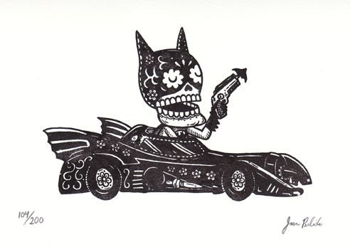 Bat Calavera Limited Edition Gocco Serigraph