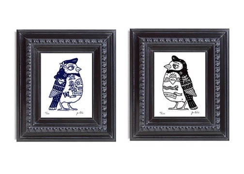 Rockabilly Birds Gocco Serigraph Artist Proofs