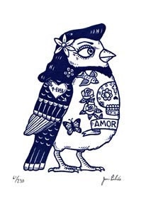 Rockabilly Birds Gocco Serigraph Artist Proofs