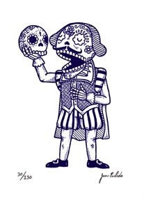 Day of the Dead Shakespeare Calavera Limited Edition Gocco Screenprint