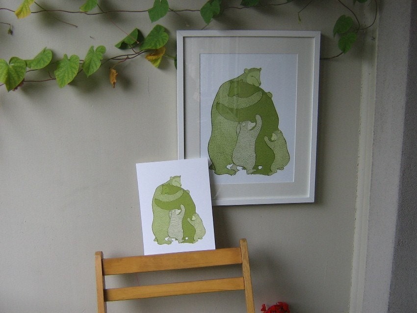 Bear Hug - Blue print - Wall art