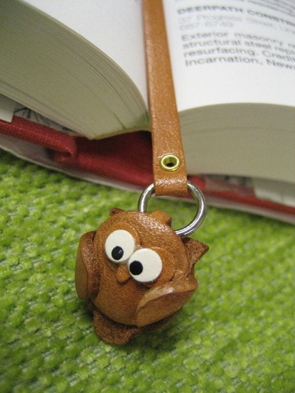 OWL Zodiac Leather Mini  Animal Bookmark VANCA Craft Petit Mascot Japanese Artisan