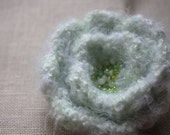 Pale Spring Green Blossom Brooch / Hand Crocheted - phydeaux