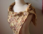 Hand Knit Capelet Wrap / Gold Blonde Auburn Sage / Merino Wool Mohair Silk