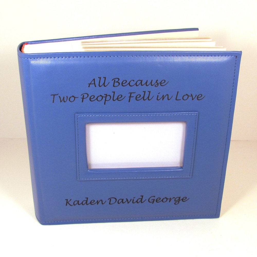 Custom Engraved Baby Boy Photo Album Personalized Leather