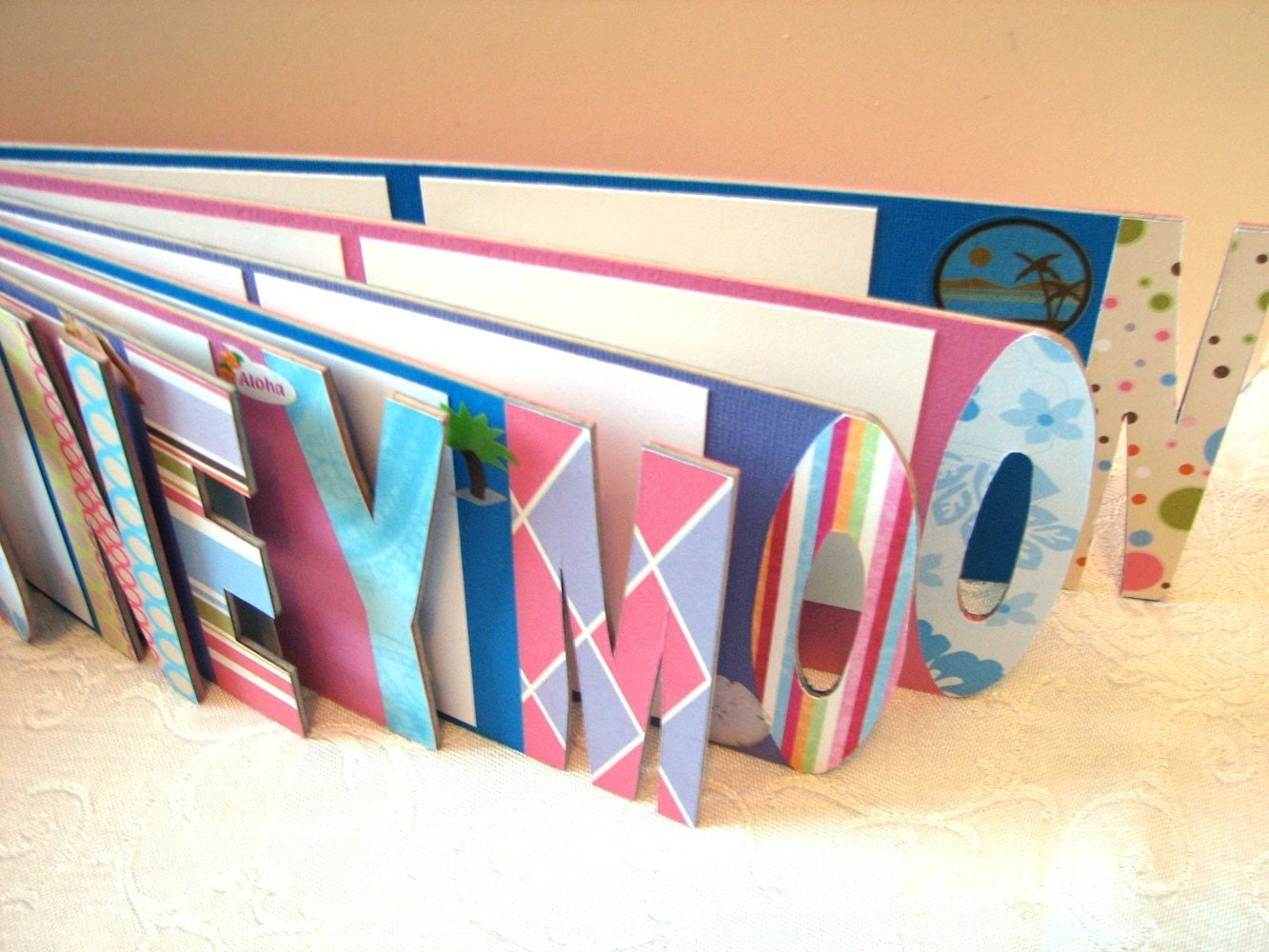 Custom Name or Word Photo Album Scrapbook Handmade - Up to 6 Letters