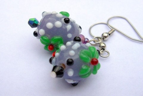 Purple Earrings, Beaded Jewelry