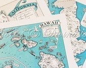Perfect Wedding Gift - 3 Maps - Destination Wedding - Wedding Gifts - Vintage Wedding - Any Three Fun and Funky Picture Maps