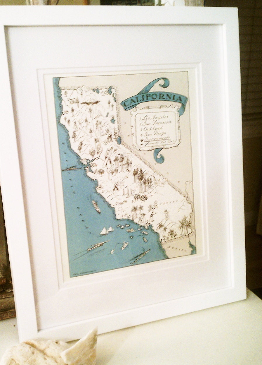 Hawaii Vintage Map - Spring Break - Cottage Chic - A Fun and Funky Little Vintage Map to Frame