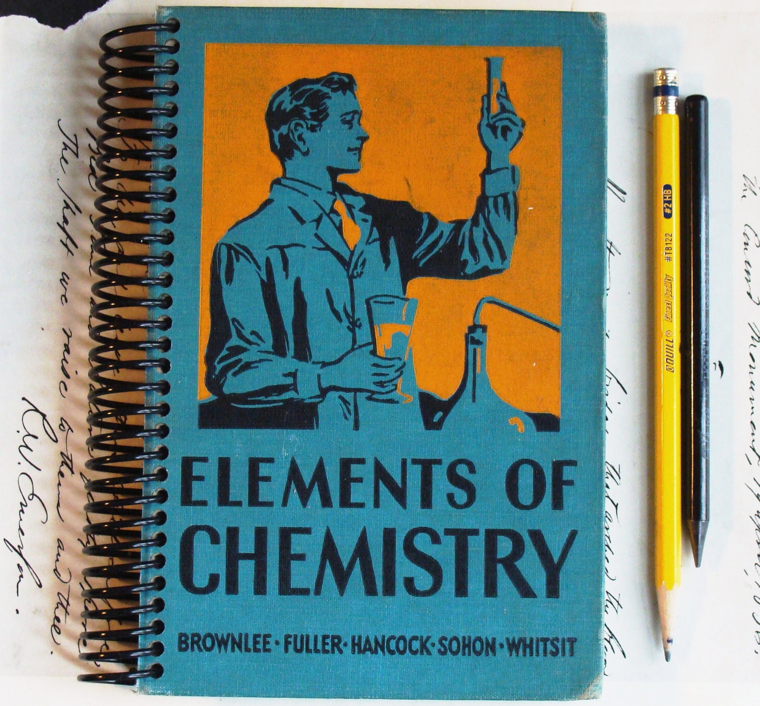 Fathers Day Gift - Science - Vintage Journal - Elements of Chemistry - Handmade Recycled Vintage Journal, Diary, Notebook, Sketchbook