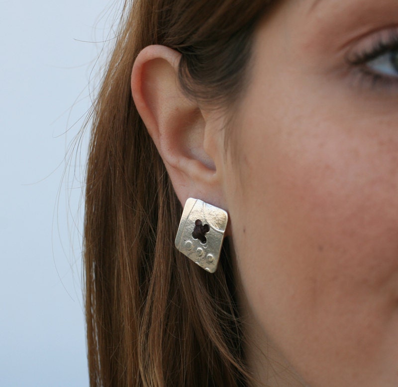 Silver Buttons Earrings - Sterling Silver Hand made buttons each one is slightly different
