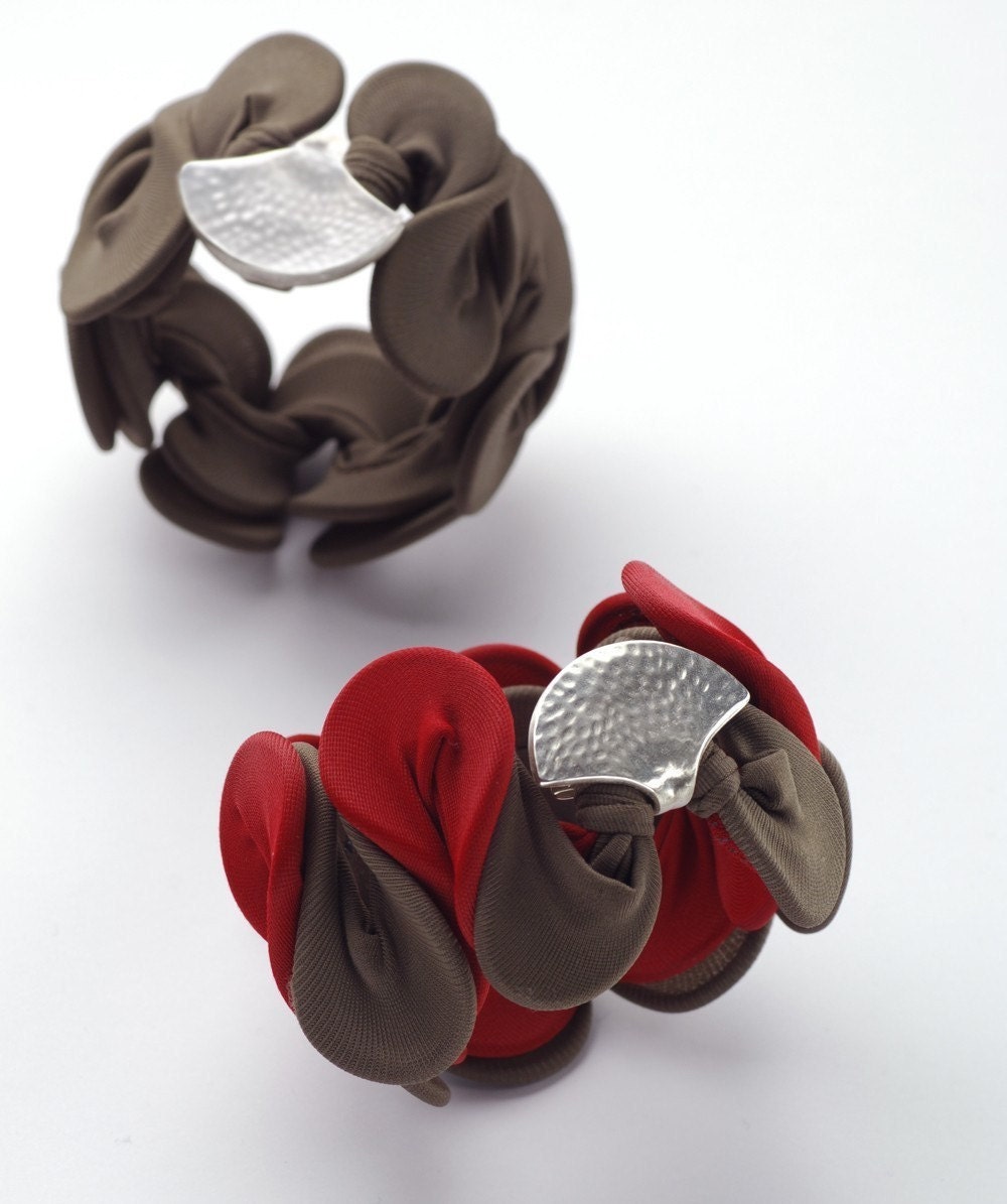 Unique Bracelet Adaptable Sculptured Sterling Silver Fabric Original Design