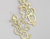 Gold Plated Brass Earrings - TATTOO Inspired Unique and Dramatic