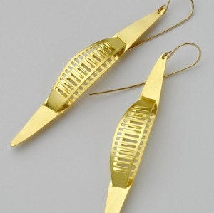 ARQUITECTURAL-Golden Ladder Earrings, Gold Plated,CONTEMPORARY