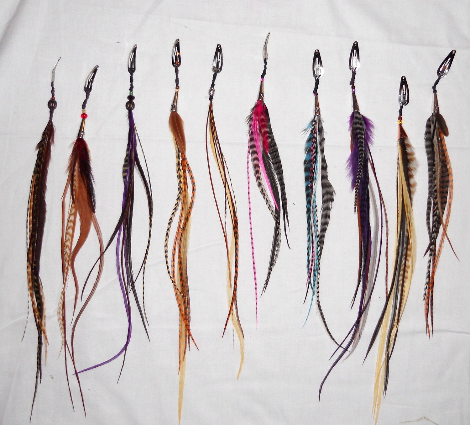 Wholesale Feather Hair clip Extensions 10 by by Phatcatpatch