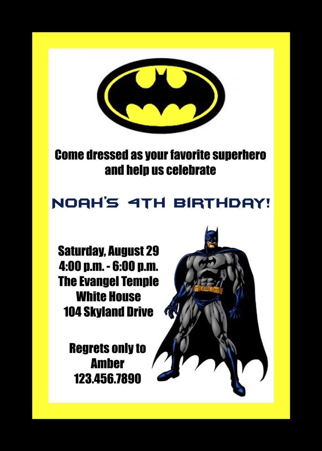 Batman Birthday Invites