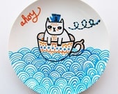 SALE - Ahoy hand painted plate
