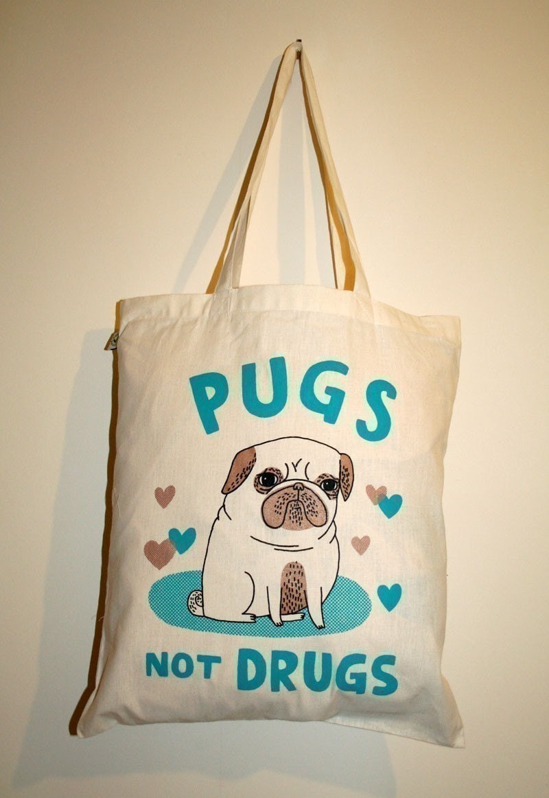 Pugs Not Drugs tote bag ORIGINAL