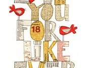 Love You For Like Ever - 8X10 GICLEE PRINT, typographic collage, Susan Black