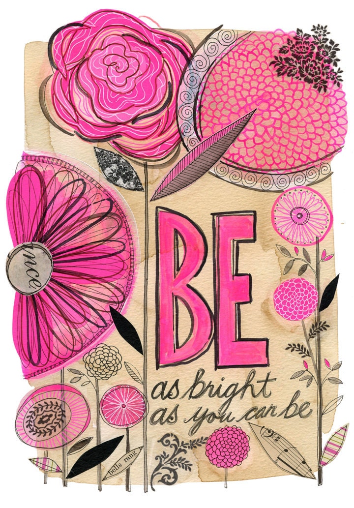 be as bright  - ORIGINAL collage drawing