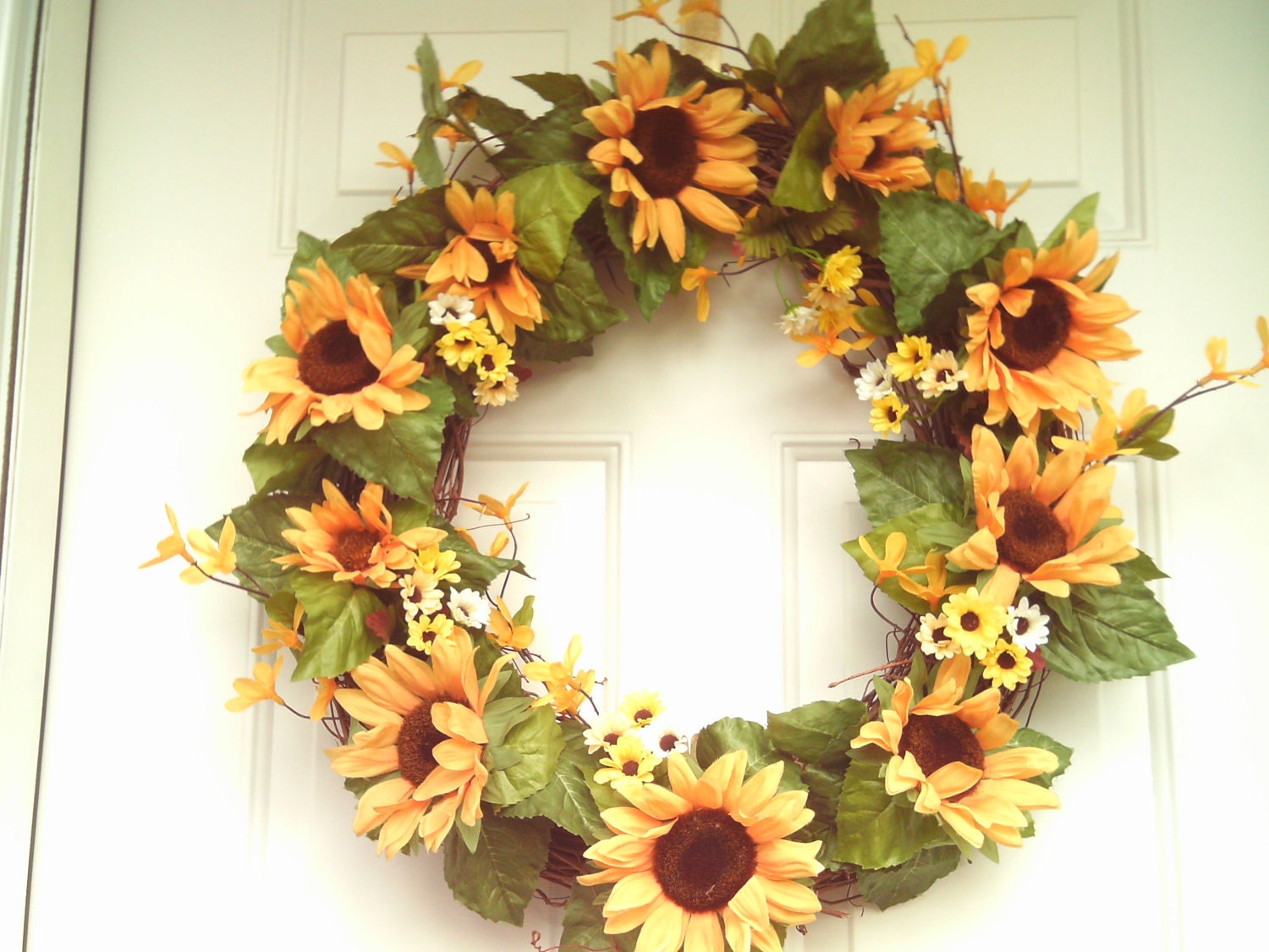Spring Wreath  /Summer Wreath / Sunflower Wreath-- Front Door Wreath /  Wreaths