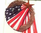 Primitive Patriotic Flag Wreath