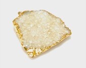 Gold Edged Yellow Fluorite Druzy Pendant