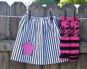 2pc STAR on STRIPES-skirt and Kool Kid Leg set-sizes 6mos-girl 9/10-you choose star color and any Leg Warmers in my shop