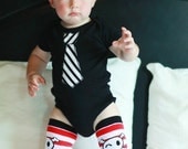 KOOL KID TIE -2pc Onesie and Kool Kid Leg warmer set for Children, Babies, Toddlers, Boys - you choose size/sleeve length