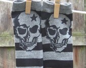 KOOL KID Arm / Leg Warmers for Baby, Toddler, Child, Tween Boy or Girl - SKULLS and Stripes - Fun and Functional Fashion