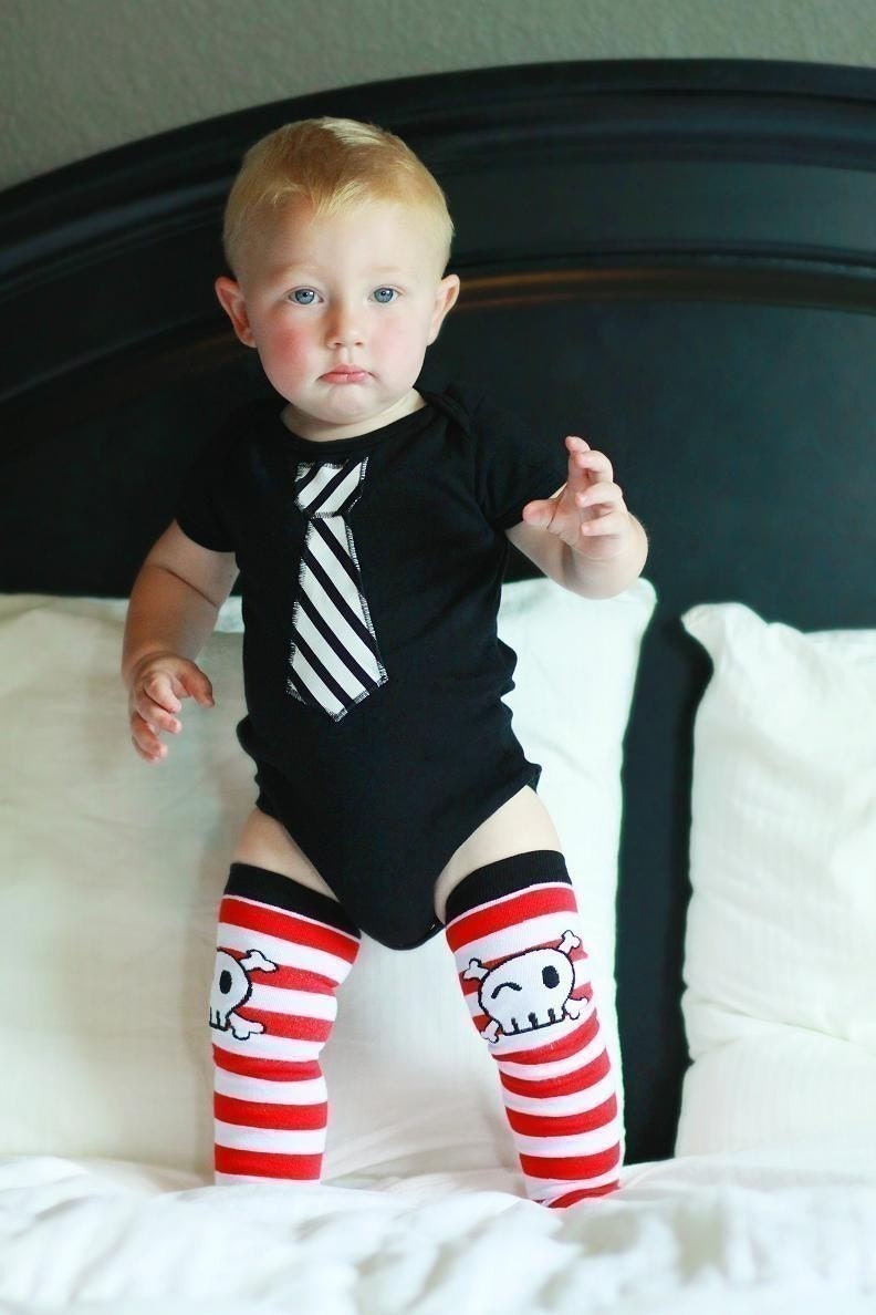 KOOL KID TIE -2pc Onesie and Kool Kid Leg warmer set for Children, Babies, Toddlers, Girs, Boys - you choose size/sleeve length