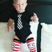 KOOL KID Arm / Leg Warmers for Baby, Toddler, Child, Tween Boy or Girl - Yar Matey - Red White Stripes Skull - Fun and Functional Fashion