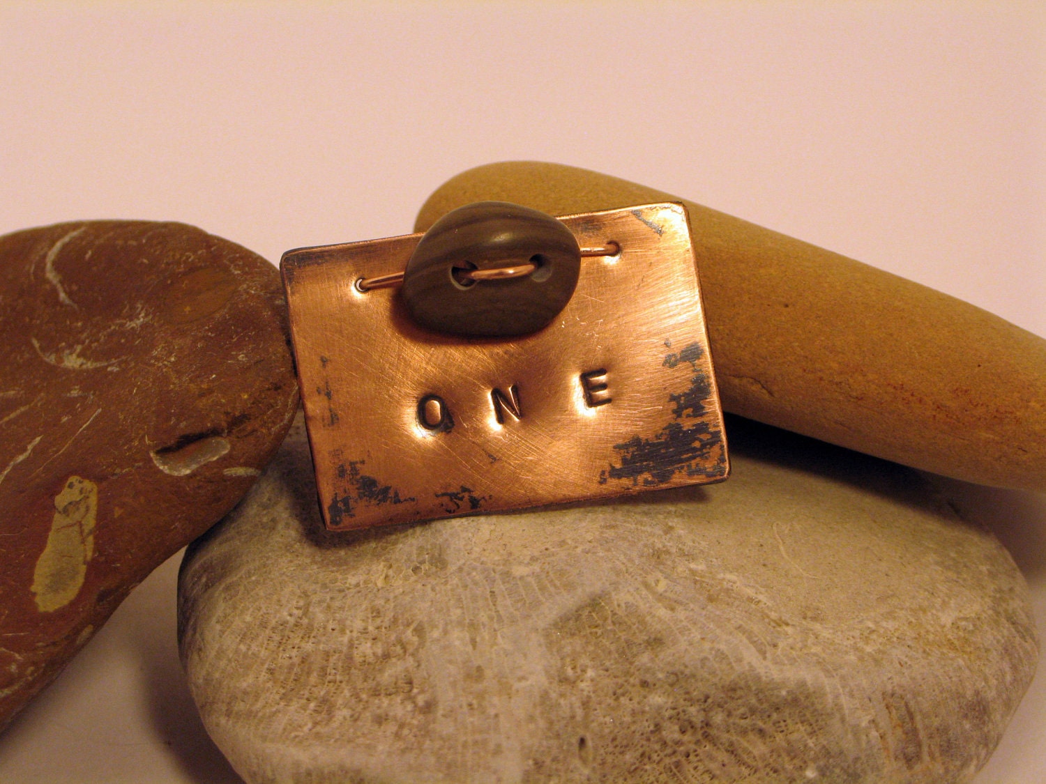 Copper One Pin with Stromotoporoid Stone Beach Stone