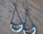 Vintage Blue Floral Teardrop Dangle Earrings