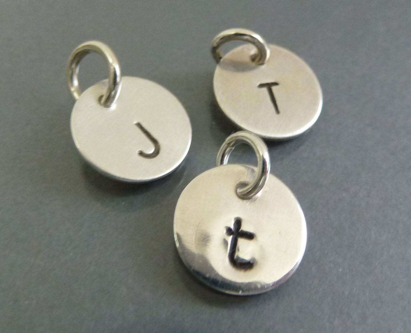 Tiny Hand Stamped Charm Custom Initial - Add On Small Silver Charm - Moms Necklace - etsy personalized jewelry women