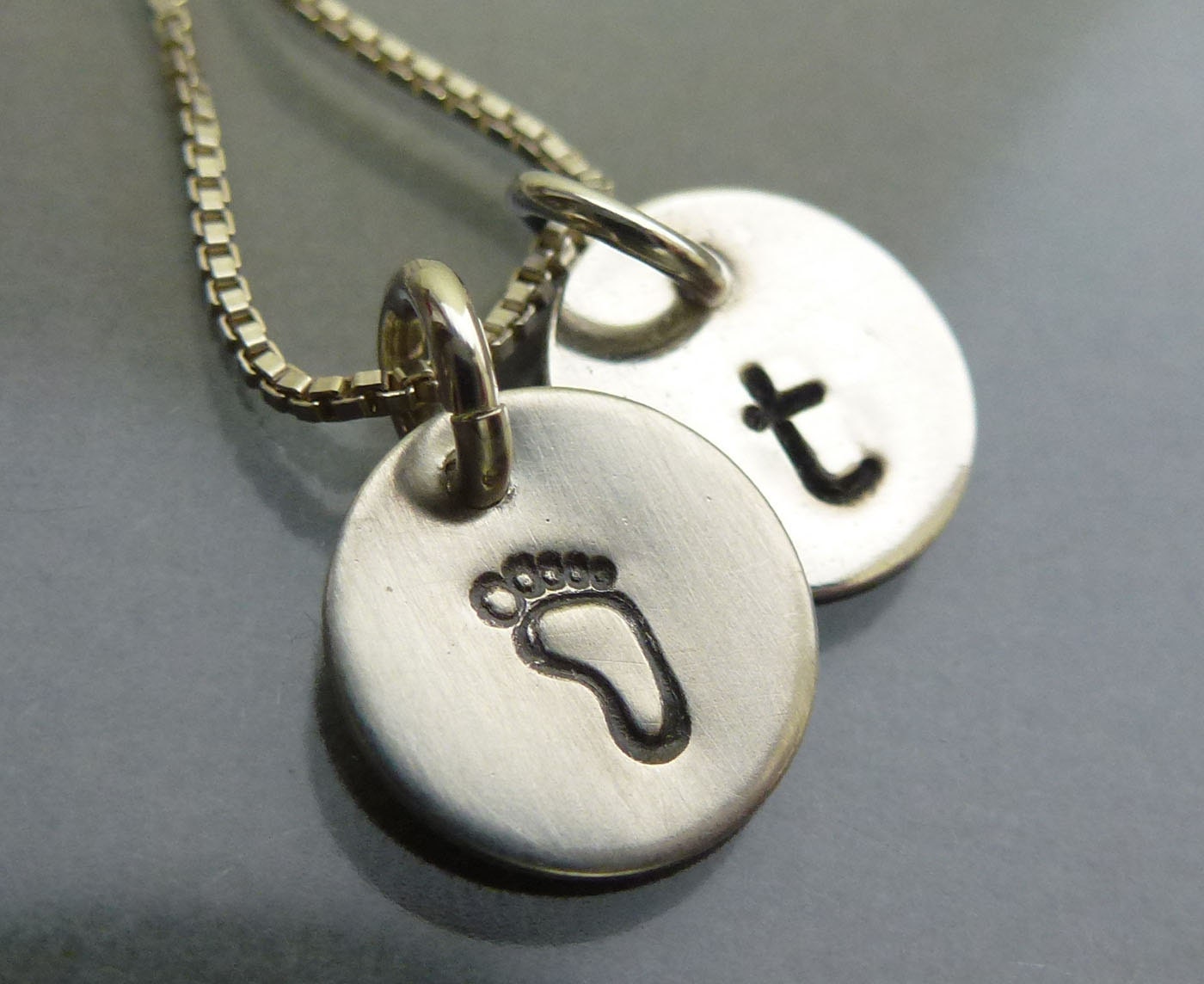 Initial Jewelry - Tiny Hand Stamped Charm Custom Initial Necklace - Moms Necklace - etsy personalized initial necklace - Mothers Day