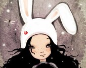 Miss Dark Bunny   - digital art Print