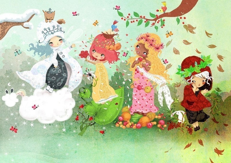 les quatres saisons  - digital art Print