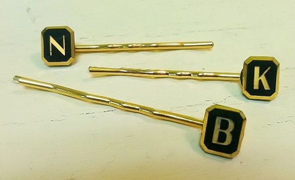 Vintage Initial Hairpins- smaller- choose your letters by cadencedesigns on etsy