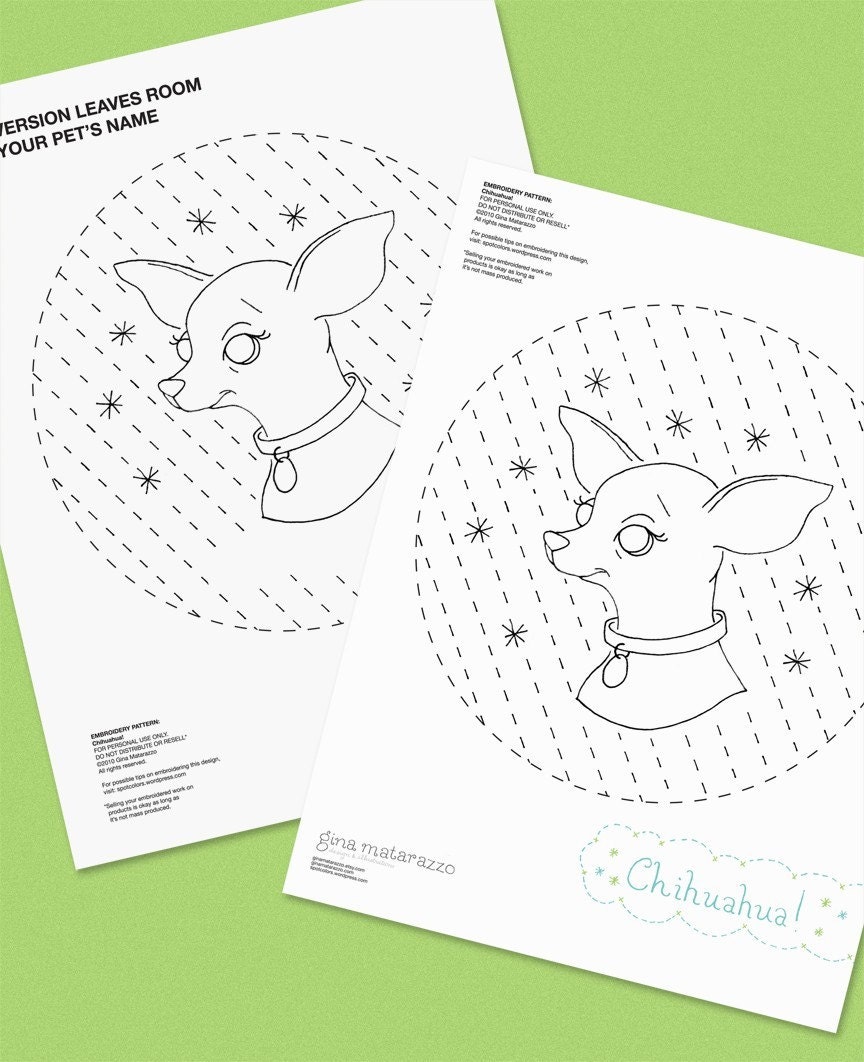 Chihuahua Embroidery Pattern