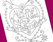 All You Need Is Love Embroidery Pattern