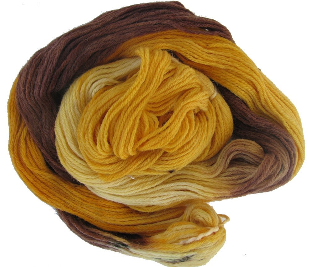 Brown Gold & Cream Hand Dyed Yarn Aran/Worsted Irish Wool