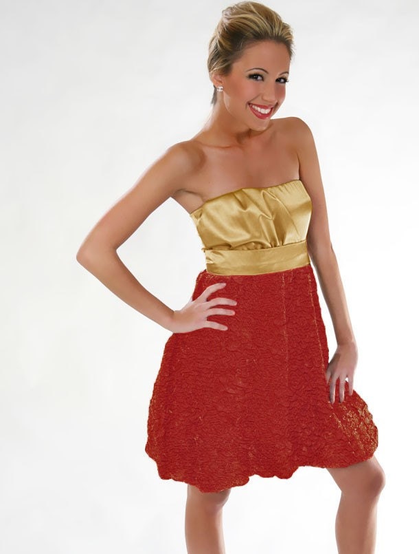 Sasha Cocktail Dress - Gold/Tomato