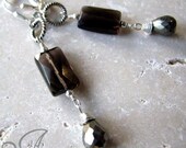 Bayo smoky quartz and pyrite earrings