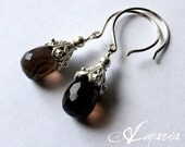 Smoky quartz filigree earrings