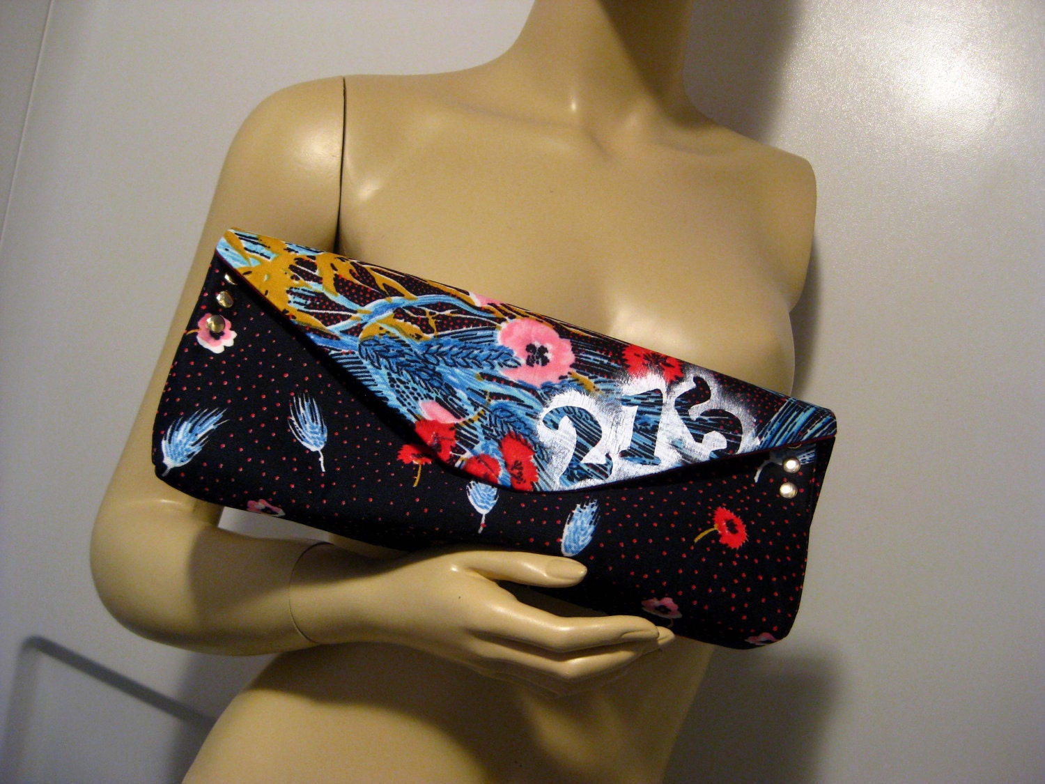 Upcycled Floral Clutch with Hand Painted 215
