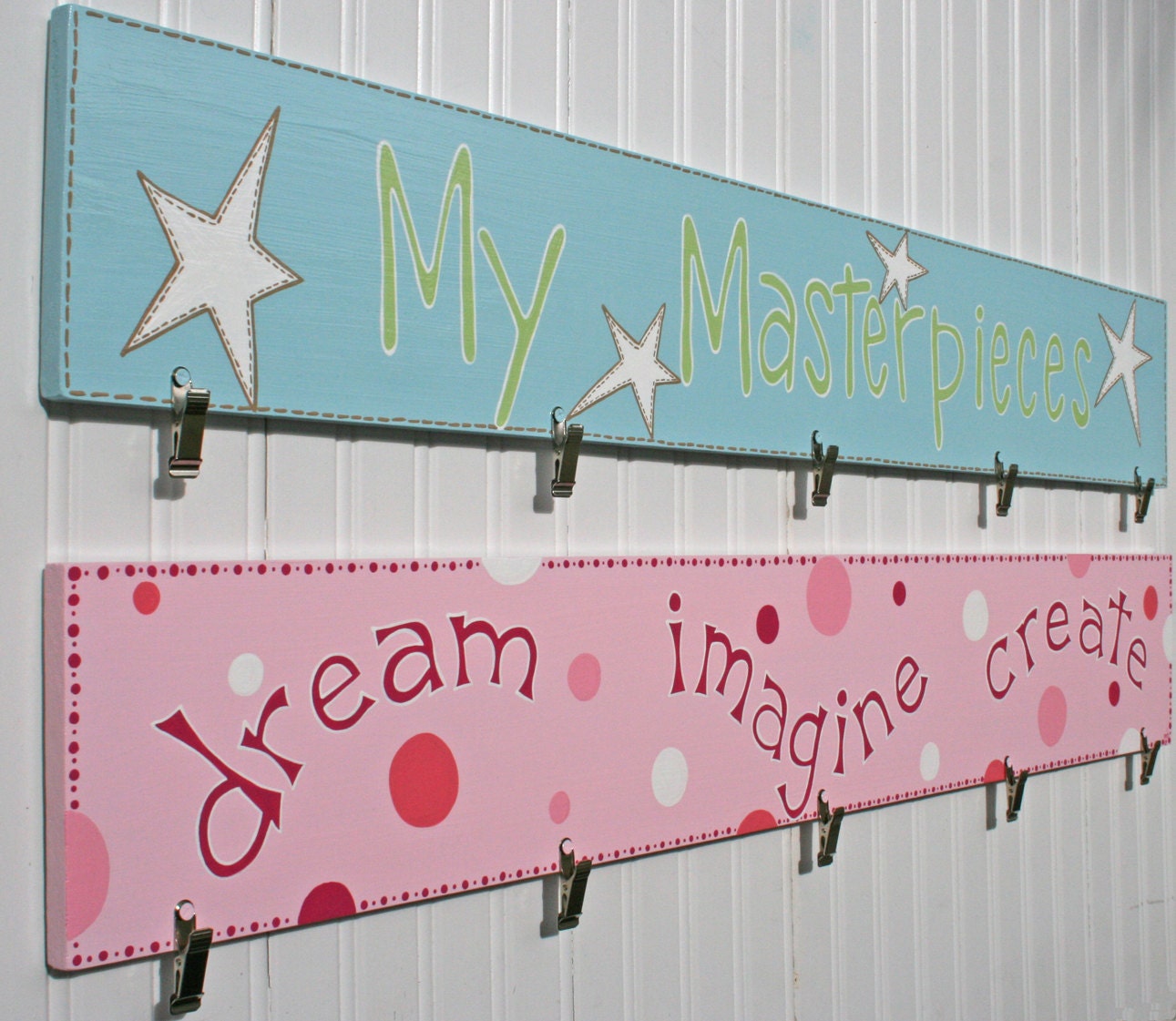 AVAILABLE for you to order a Custom Artwork Hanger for Children An Original Creation by Dreaming Giggles Design Kids art hanger